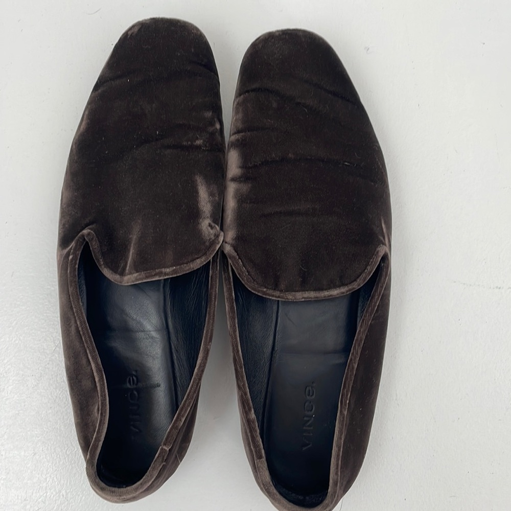 Real leather velvet slide on flats size 8